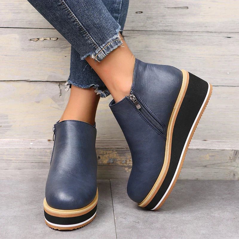 Ashford | Eliza – Women’s Ankle Boots with Zip & Platform – Synthetic Leather - Ashford London Clothing