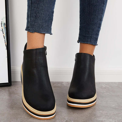 Ashford | Eliza – Women’s Ankle Boots with Zip & Platform – Synthetic Leather - Ashford London Clothing