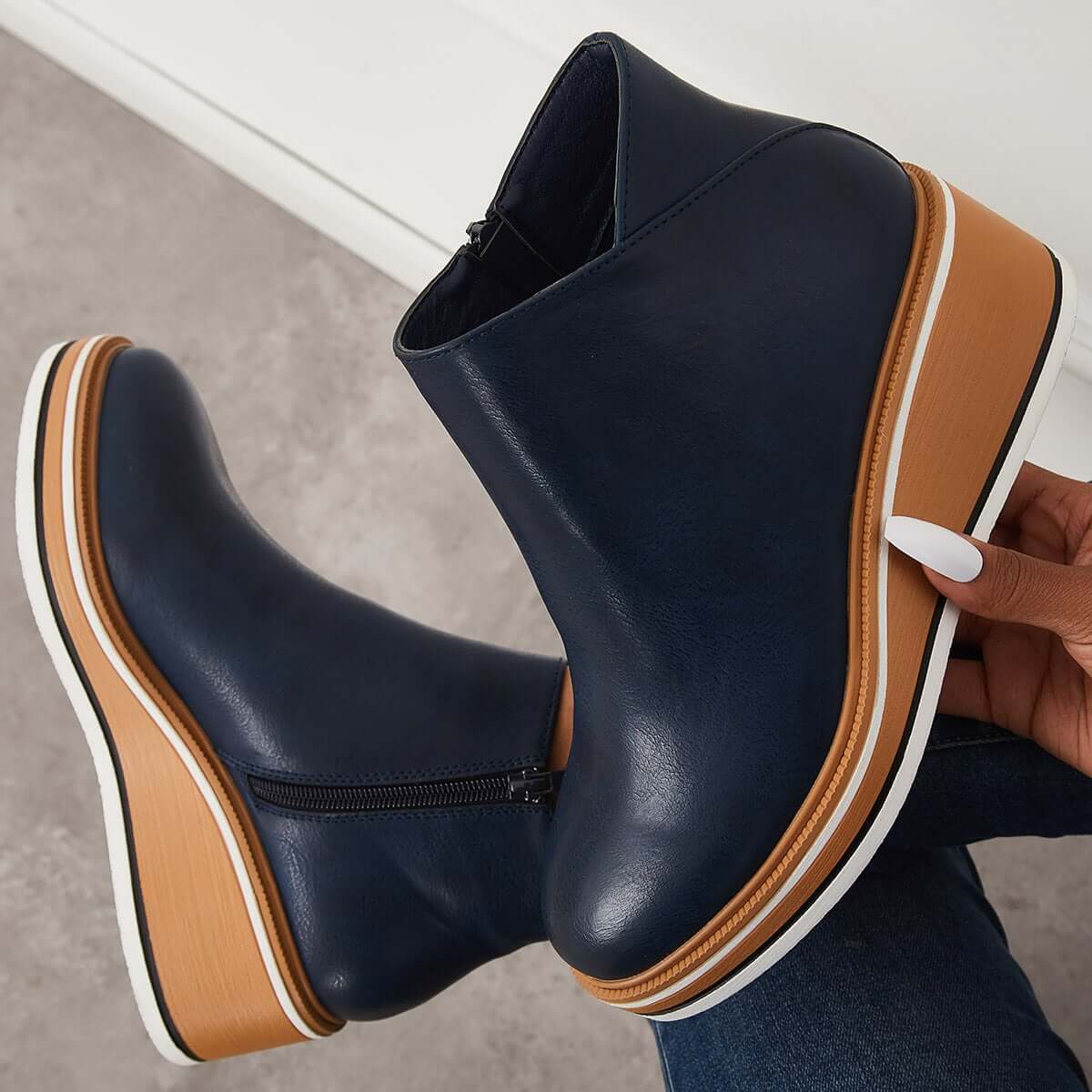 Ashford | Eliza – Women’s Ankle Boots with Zip & Platform – Synthetic Leather - Ashford London Clothing