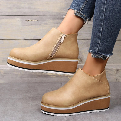 Ashford | Eliza – Women’s Ankle Boots with Zip & Platform – Synthetic Leather - Ashford London Clothing