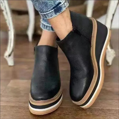 Ashford | Eliza – Women’s Ankle Boots with Zip & Platform – Synthetic Leather - Ashford London Clothing