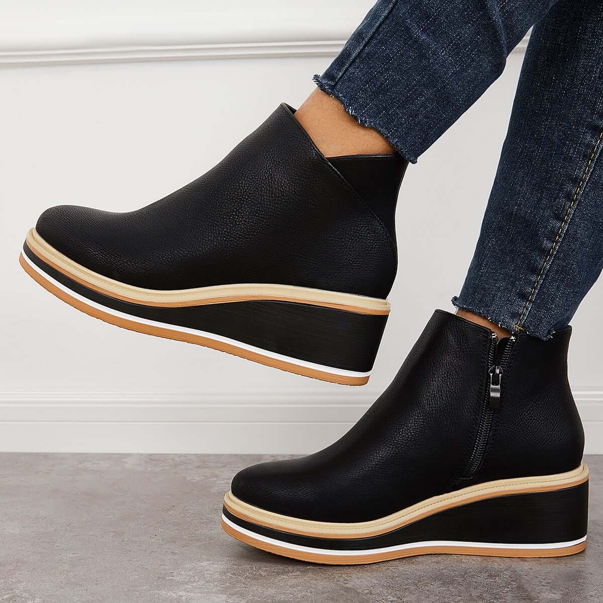 Ashford | Eliza – Women’s Ankle Boots with Zip & Platform – Synthetic Leather - Ashford London Clothing