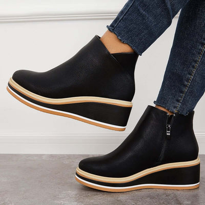 Ashford | Eliza – Women’s Ankle Boots with Zip & Platform – Synthetic Leather - Ashford London Clothing