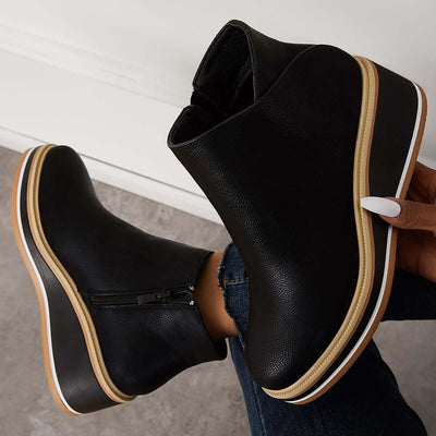 Ashford | Eliza – Women’s Ankle Boots with Zip & Platform – Synthetic Leather - Ashford London Clothing