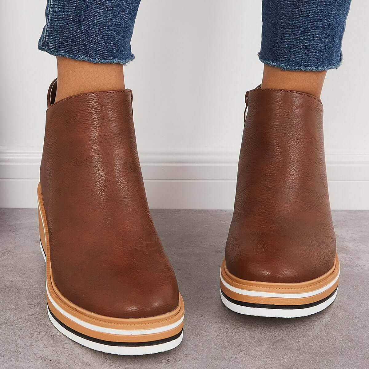 Ashford | Eliza – Women’s Ankle Boots with Zip & Platform – Synthetic Leather - Ashford London Clothing