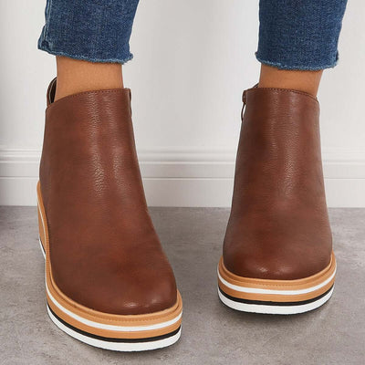 Ashford | Eliza – Women’s Ankle Boots with Zip & Platform – Synthetic Leather - Ashford London Clothing