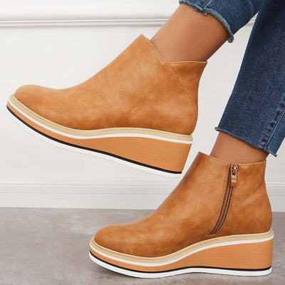 Ashford | Eliza – Women’s Ankle Boots with Zip & Platform – Synthetic Leather - Ashford London Clothing