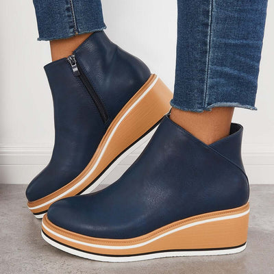 Ashford | Eliza – Women’s Ankle Boots with Zip & Platform – Synthetic Leather - Ashford London Clothing