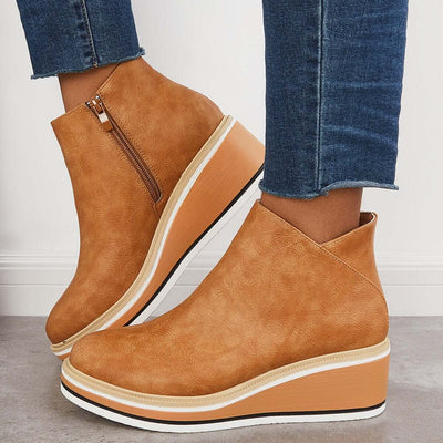 Ashford | Eliza – Women’s Ankle Boots with Zip & Platform – Synthetic Leather - Ashford London Clothing