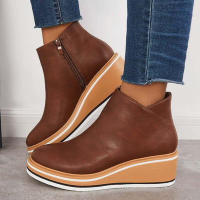 Ashford | Eliza – Women’s Ankle Boots with Zip & Platform – Synthetic Leather - Ashford London Clothing