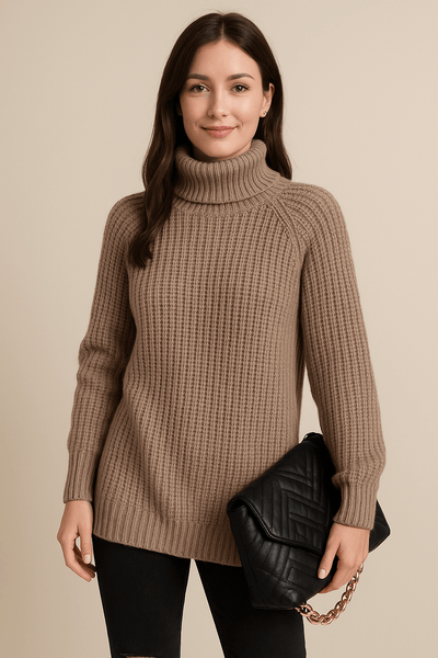 Ashford | Elsie – Ribbed Knit Slit Sweater – Green – S - Ashford London Clothing