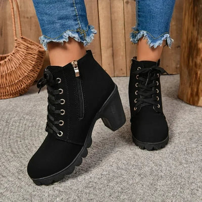 Ashford | Embla – Women’s Lace - Up Ankle Boots with High Heel in Synthetic Leather - Ashford London Clothing