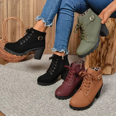 Ashford | Embla – Women’s Lace - Up Ankle Boots with High Heel in Synthetic Leather - Ashford London Clothing