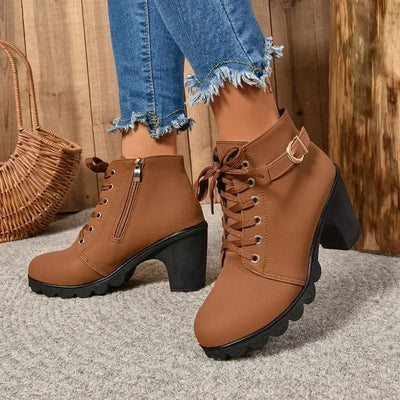 Ashford | Embla – Women’s Lace - Up Ankle Boots with High Heel in Synthetic Leather - Ashford London Clothing