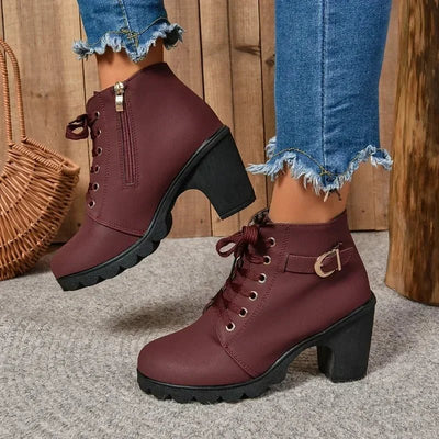 Ashford | Embla – Women’s Lace - Up Ankle Boots with High Heel in Synthetic Leather - Ashford London Clothing