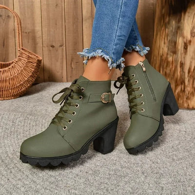 Ashford | Embla – Women’s Lace - Up Ankle Boots with High Heel in Synthetic Leather - Ashford London Clothing