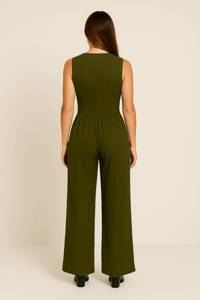 Ashford | Emely Sleeveless Linen Style Vest & Wide Trousers Set (Cotton) - Ashford London Clothing
