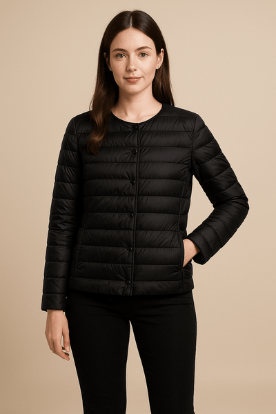 Ashford | Emery – Women’s Lightweight Quilted Puffer Jacket with Button Front and Round Neck - Ashford London Clothing