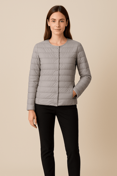 Ashford | Emery – Women’s Lightweight Quilted Puffer Jacket with Button Front and Round Neck - Ashford London Clothing