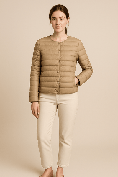 Ashford | Emery – Women’s Lightweight Quilted Puffer Jacket with Button Front and Round Neck - Ashford London Clothing