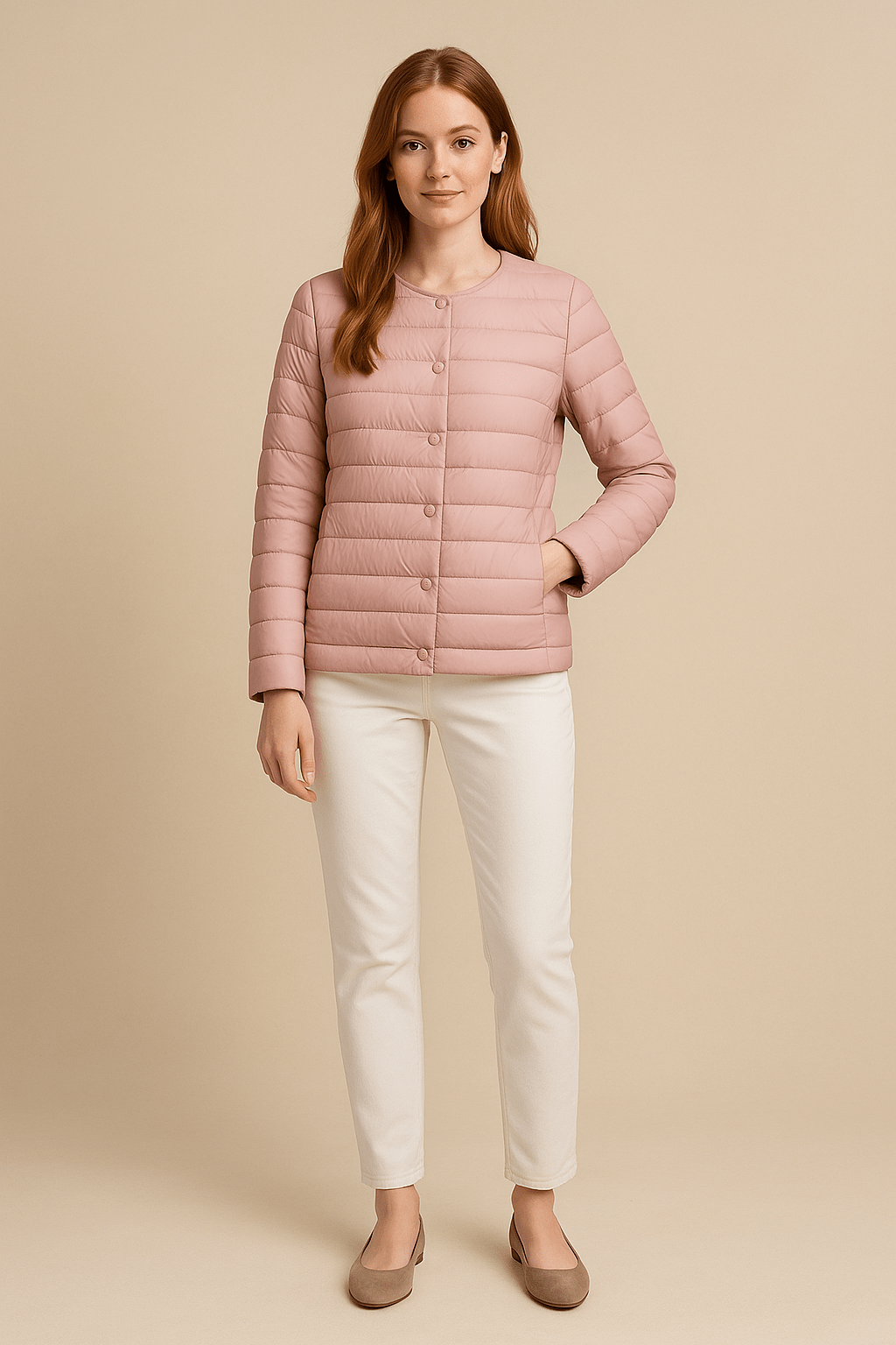 Ashford | Emery – Women’s Lightweight Quilted Puffer Jacket with Button Front and Round Neck - Ashford London Clothing