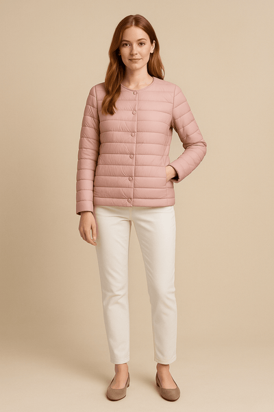Ashford | Emery – Women’s Lightweight Quilted Puffer Jacket with Button Front and Round Neck - Ashford London Clothing