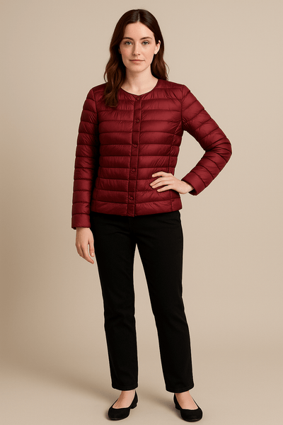Ashford | Emery – Women’s Lightweight Quilted Puffer Jacket with Button Front and Round Neck - Ashford London Clothing