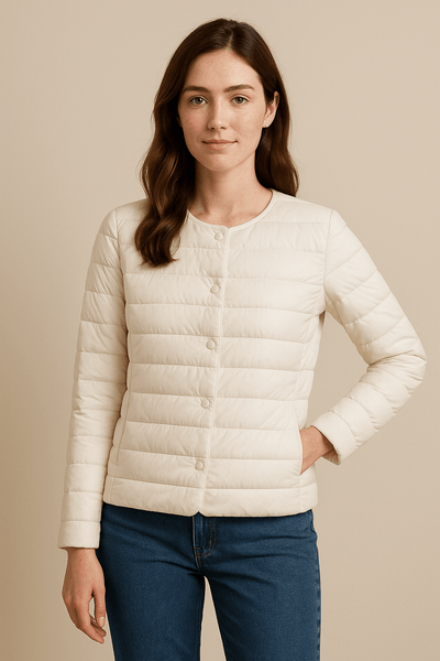 Ashford | Emery – Women’s Lightweight Quilted Puffer Jacket with Button Front and Round Neck - Ashford London Clothing