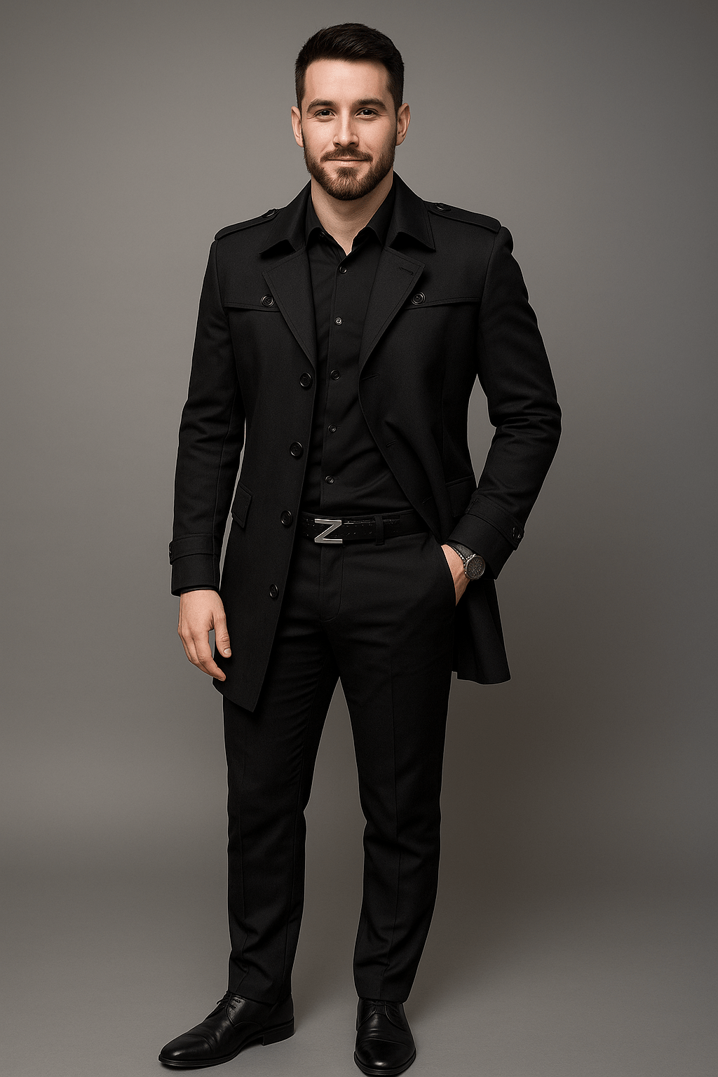 Ashford | Emil – Men’s Medium - Length Double - Breasted Trench Coat with Structured Fit - Ashford London Clothing