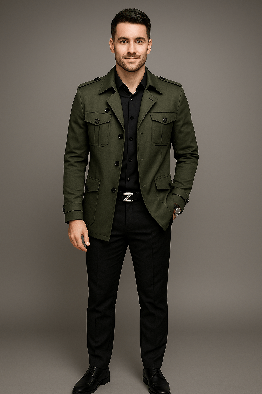 Ashford | Emil – Men’s Medium - Length Double - Breasted Trench Coat with Structured Fit - Ashford London Clothing