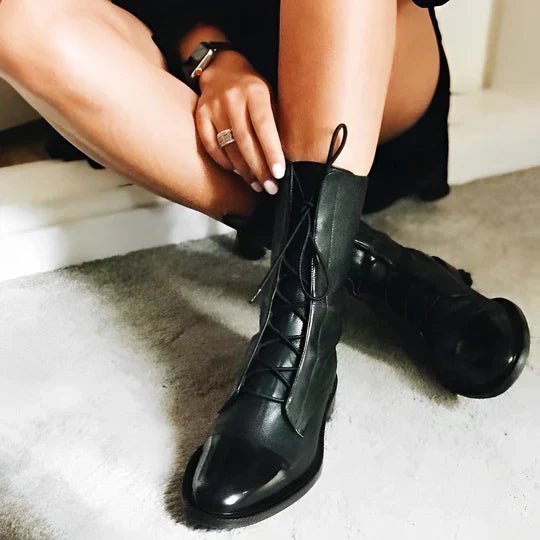 Ashford | Emilia – Women’s Lace - Up Leather Mid - Calf Boots with Streamlined Fit - Ashford London Clothing