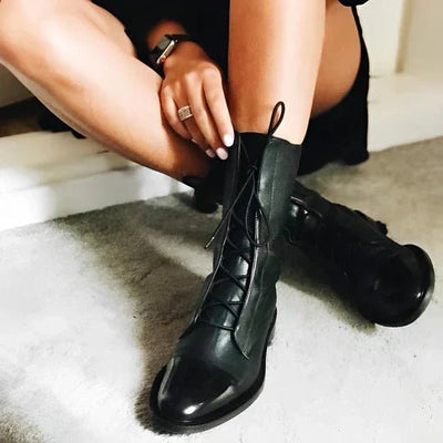 Ashford | Emilia – Women’s Lace - Up Leather Mid - Calf Boots with Streamlined Fit - Ashford London Clothing
