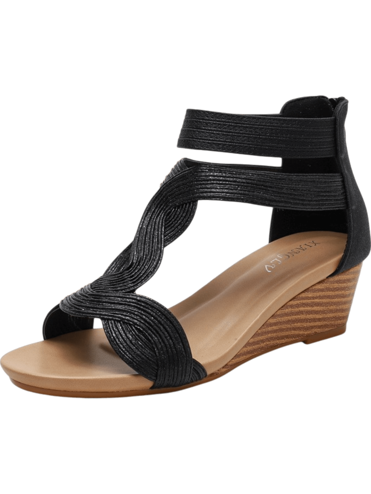 Ashford | Emily Women’s Wedge Sandals – Woven Crisscross Straps – Back Zipper – Open Toe - Ashford London Clothing