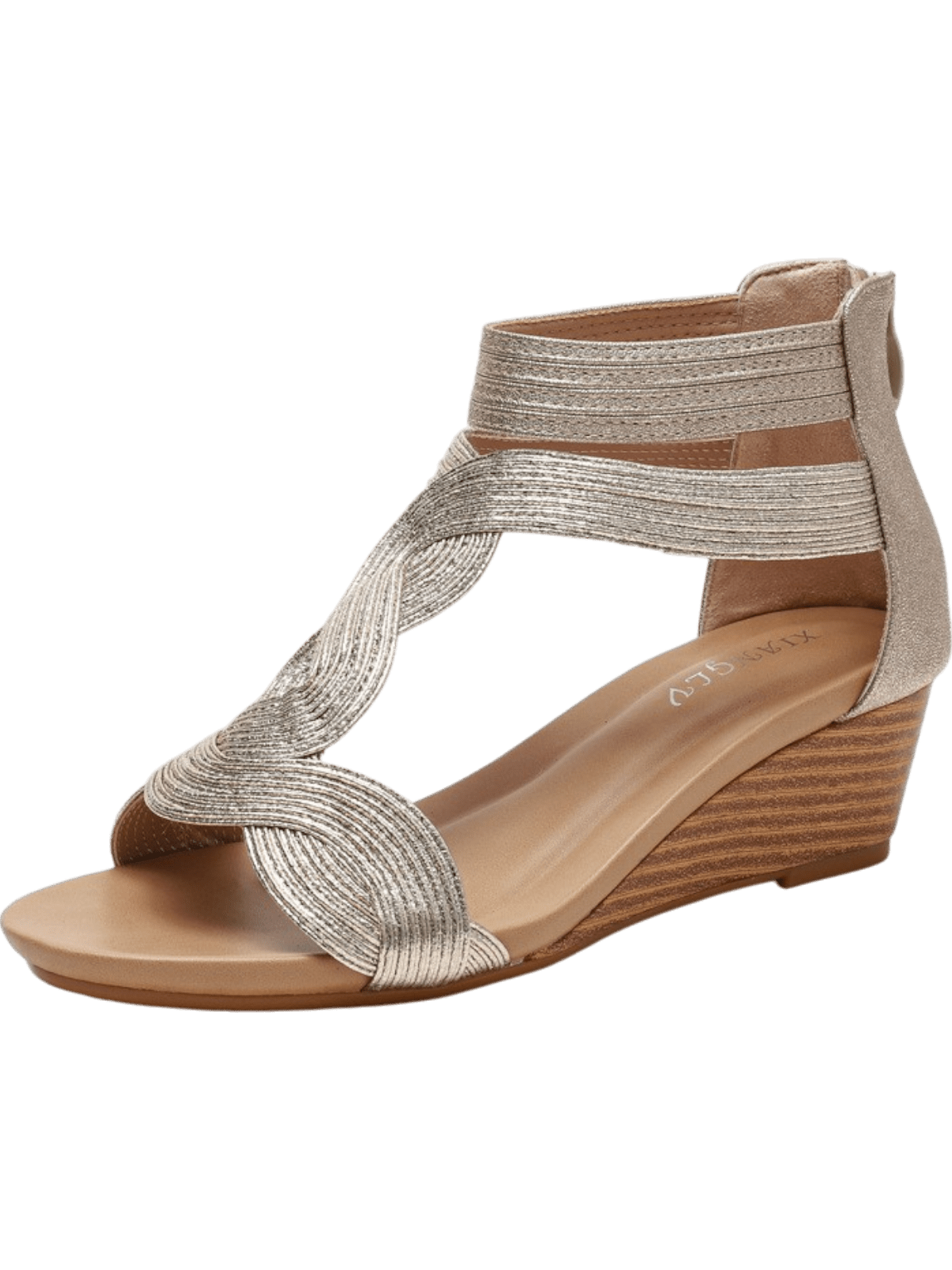 Ashford | Emily Women’s Wedge Sandals – Woven Crisscross Straps – Back Zipper – Open Toe - Ashford London Clothing