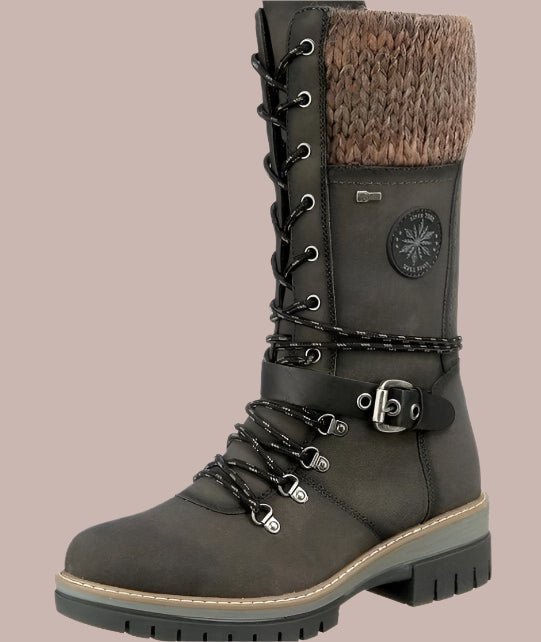 Ashford | Erin – Women’s Mid - Calf Boots with Knit Trim and Zip Closure - Ashford London Clothing