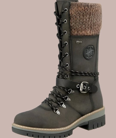 Ashford | Erin – Women’s Mid - Calf Boots with Knit Trim and Zip Closure - Ashford London Clothing