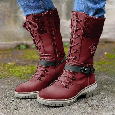 Ashford | Erin – Women’s Mid - Calf Boots with Knit Trim and Zip Closure - Ashford London Clothing