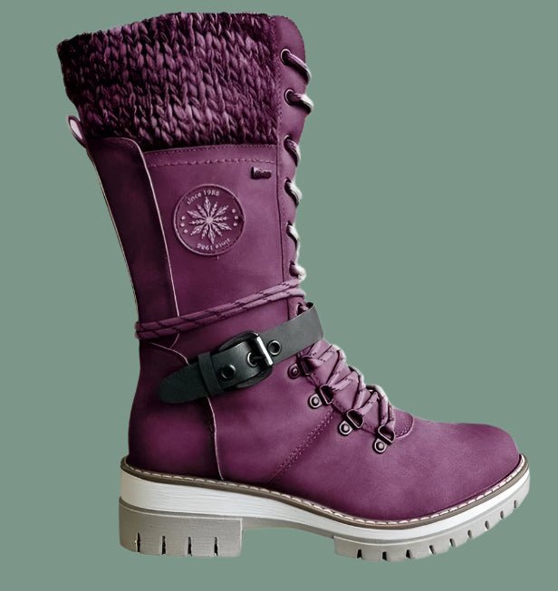 Ashford | Erin – Women’s Mid - Calf Boots with Knit Trim and Zip Closure - Ashford London Clothing