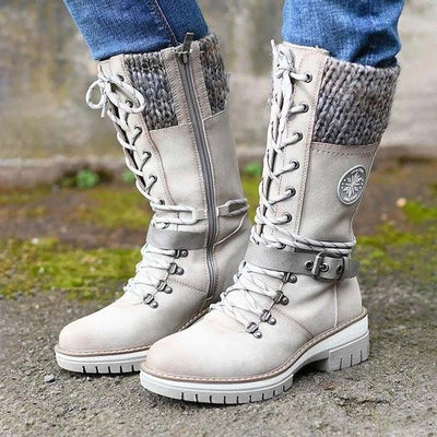 Ashford | Erin – Women’s Mid - Calf Boots with Knit Trim and Zip Closure - Ashford London Clothing