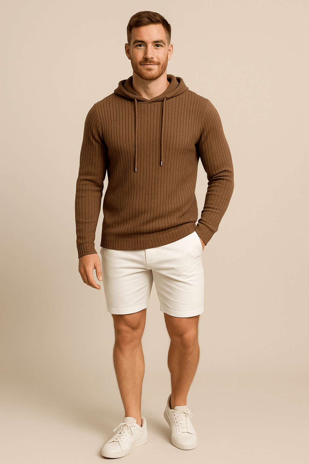 Ashford | Felix – Men’s Slim Fit Ribbed Knit Hoodie with Drawstring - Ashford London Clothing