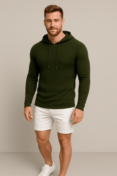 Ashford | Felix – Men’s Slim Fit Ribbed Knit Hoodie with Drawstring - Ashford London Clothing