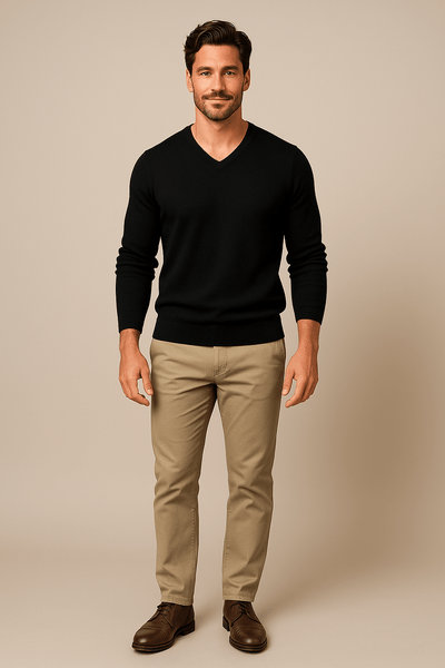 Ashford | Henrik – Men’s Slim Fit Knitted Cotton Blend V - Neck Sweater - Ashford London Clothing