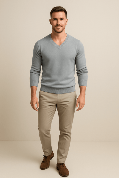 Ashford | Henrik – Men’s Slim Fit Knitted Cotton Blend V - Neck Sweater - Ashford London Clothing