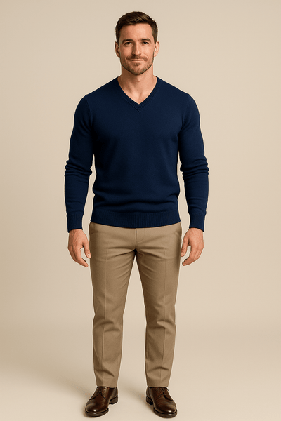 Ashford | Henrik – Men’s Slim Fit Knitted Cotton Blend V - Neck Sweater - Ashford London Clothing