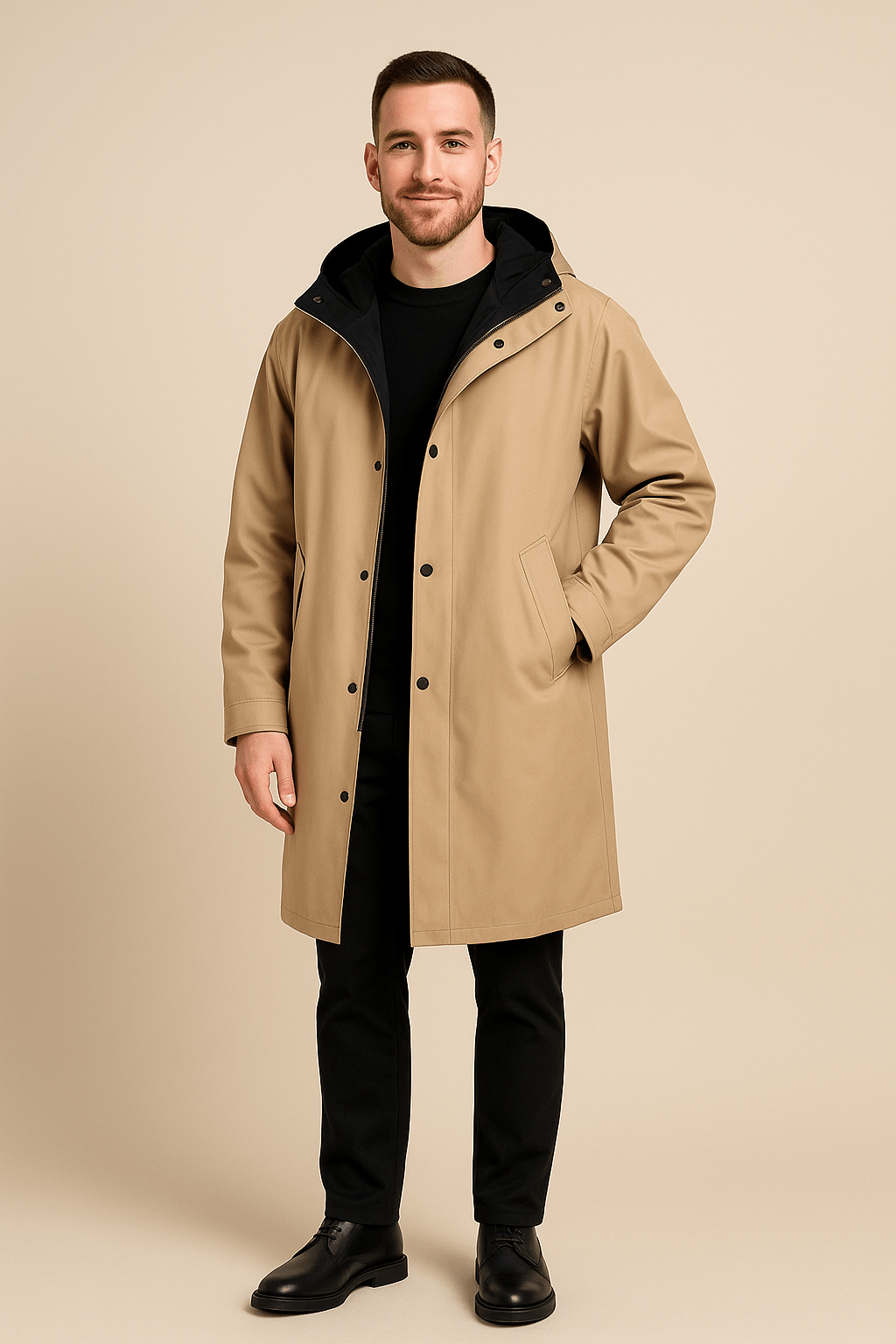 Ashford | Henrik – Men’s Two - Tone Hooded Relaxed Fit Long - Line Coat - Ashford London Clothing
