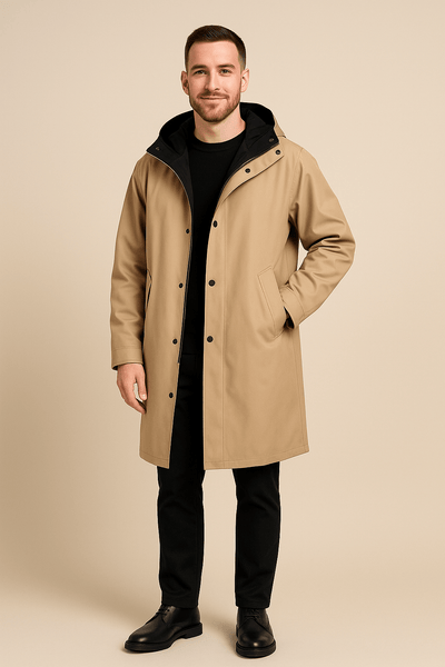 Ashford | Henrik – Men’s Two - Tone Hooded Relaxed Fit Long - Line Coat - Ashford London Clothing