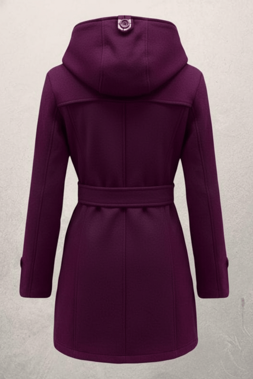 Ashford | Hermione – Women’s Wool Blend Double - Breasted Hooded Coat with Belted Waist - Ashford London Clothing