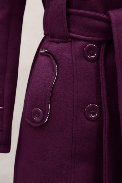 Ashford | Hermione – Women’s Wool Blend Double - Breasted Hooded Coat with Belted Waist - Ashford London Clothing