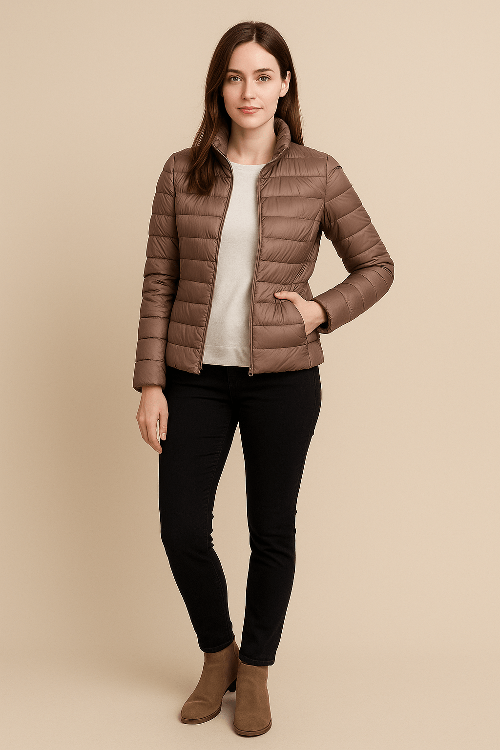 Ashford | Holly – Women’s Slim Fit Quilted Down Jacket with Hip - Length Design - Ashford London Clothing