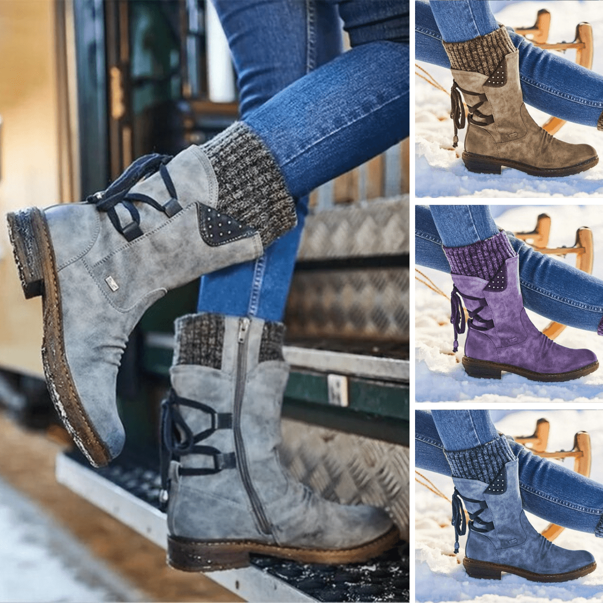 Ashford | Ingrid – Women’s Casual Calf Boots with Side Zipper and Low Heel - Ashford London Clothing